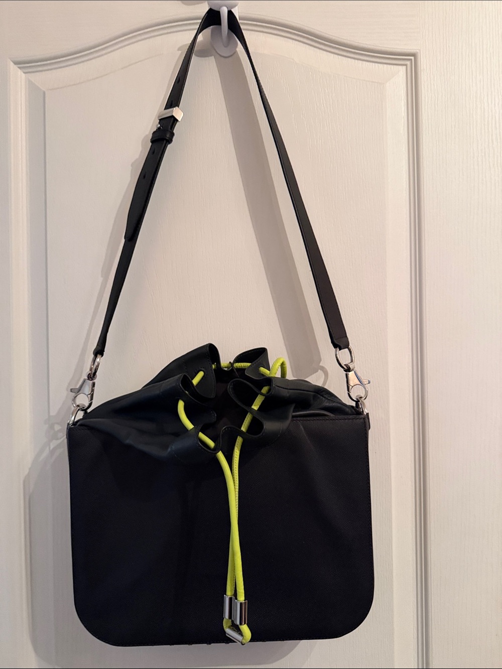 Alexander Wang Black Shoulder Bag with Neon Yellow Accents - Women's Crossbody